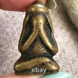 THAI BUDDHA Amulet Pendant Close eyes Brass Pidta Protect Talisman Luck and Rich
