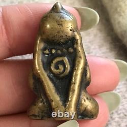 THAI BUDDHA Amulet Pendant Close eyes Brass Pidta Protect Talisman Luck and Rich
