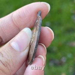 THAI BUDDHA Luang Pu Mun Coin Temple Amulet Charming Talisman Pendant Luck