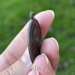 THAI BUDDHA Luang Pu Mun Coin Temple Amulet Charming Talisman Pendant Luck