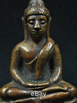 Thai Amulet Bronze Statue Figure Medicine Buddha LP Opasi BE2497 Silver Case