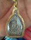 Thai Amulet Buddha 92.5 Silver Coin Phra Lp Boon Jaowsur & 22k Gold Case
