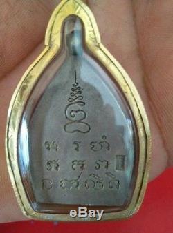 Thai Amulet Buddha 92.5 Silver Coin Phra Lp Boon Jaowsur & 22k Gold Case
