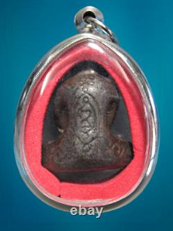 Thai Amulet Buddha Bronze Statue Phra Pidta Lp Kron Figure Pendant Be2488