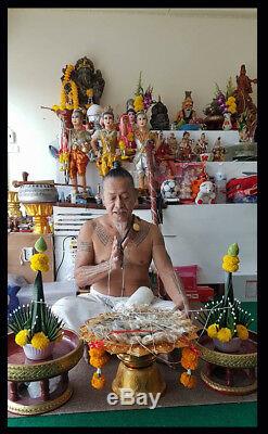 Thai Amulet Buddha Charming Flower Gold Fortune succeed By Aj Long Khem Mangkon