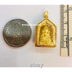 Thai Amulet Buddha Chinnarat Pendant 18K Pendant Real Gold Frame Waterproof #06