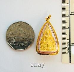 Thai Amulet Buddha Chinnarat Pendant 18K Pendant Real Gold Frame Waterproof No. 2
