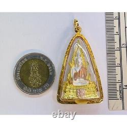 Thai Amulet Buddha Chinnarat Pendant 18K Pendant Real Gold Frame Waterproof No. 5