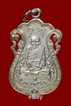 Thai Amulet Buddha Lp Eiam Wat Nang Be. 2554 Sema With Perforrated Silver