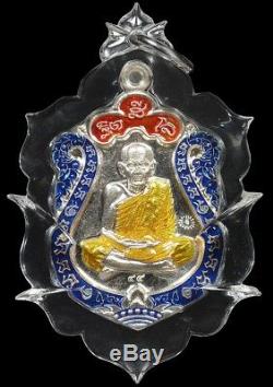 Thai Amulet Buddha Lp Moon Wat Banjan Mahapokasub Be2560 Silver Enamel No. 44