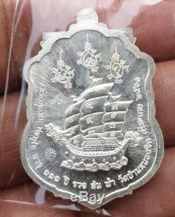 Thai Amulet Buddha Lp San Wat Bannongjig Serie Ruay Lon Fah Silver Enamel No33