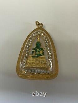 Thai Amulet, Buddha, Phra Kaew Morakot, Gold, Green, Diamonds Brand New