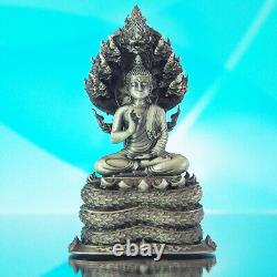 Thai Amulet Buddha Phra Kring Srisakkaya Muchalinda Nagaraj Real Silver #07/99