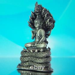 Thai Amulet Buddha Phra Kring Srisakkaya Muchalinda Nagaraj Real Silver #07/99