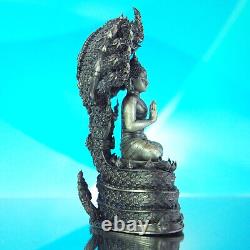 Thai Amulet Buddha Phra Kring Srisakkaya Muchalinda Nagaraj Real Silver #07/99