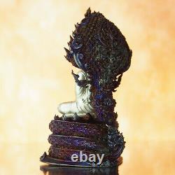Thai Amulet Buddha Phra Kring Srisakkaya Muchalinda Nagaraj Real Silver #48/99