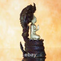 Thai Amulet Buddha Phra Kring Srisakkaya Muchalinda Nagaraj Real Silver #48/99