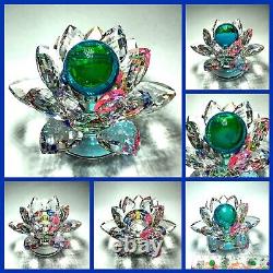 Thai Amulet Buddha Talisman Magic Rich Blue Lotus Glass Kaew Naga Eye Gems M199
