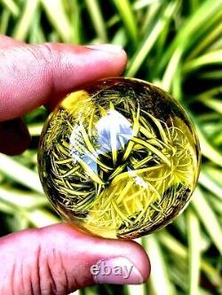Thai Amulet Buddha Talisman Magic Yellow Glass Kaew Naga Eye Gems Charm M129