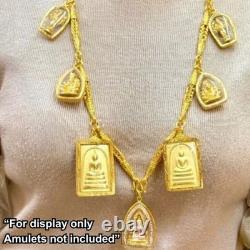 Thai Amulet Chain 7 Hoops Men's Gold Plated Necklace for Buddha Pendants