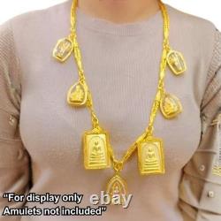 Thai Amulet Chain 7 Hoops Men's Gold Plated Necklace for Buddha Pendants