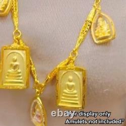 Thai Amulet Chain 7 Hoops Men's Gold Plated Necklace for Buddha Pendants