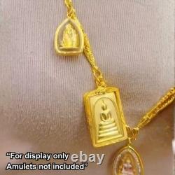 Thai Amulet Chain 7 Hoops Men's Gold Plated Necklace for Buddha Pendants