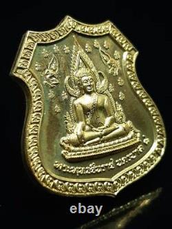 Thai Amulet Chinnarat Buddha Gold Metal Coin Rare Old Talisman Pendant