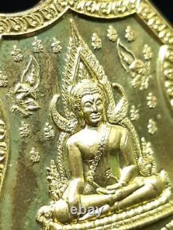 Thai Amulet Chinnarat Buddha Gold Metal Coin Rare Old Talisman Pendant