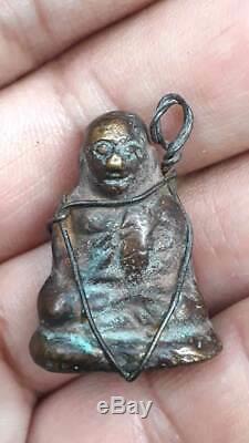 Thai Amulet For Money Meditating Buddha Phra Lp Ngern Rare Antique Lucky Pendant