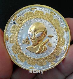 Thai Amulet Holy Buddha Alien UFO 1st coin Power lucky, prosper Ajarn Mom Rare