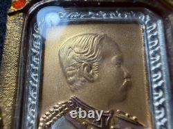 Thai Amulet King Rama V & Luang Phor Sothorn Medal Buddha Success Wealth 3-Tone
