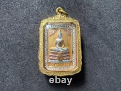 Thai Amulet King Rama V & Luang Phor Sothorn Medal Buddha Success Wealth 3-Tone