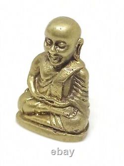 Thai Amulet Lp Ngern Miniature Statue Small Buddha Magic Gold Brass Lucky Money