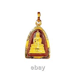 Thai Amulet Luang Pho Sothon Buddha Pendant Genuine 24k Gold Waterproof Case