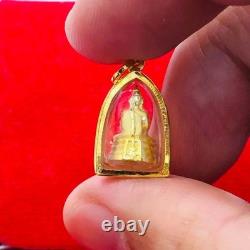 Thai Amulet Luang Pho Sothon Buddha Pendant Genuine 24k Gold Waterproof Case