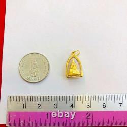 Thai Amulet Luang Pho Sothon Buddha Pendant Genuine 24k Gold Waterproof Case
