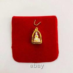 Thai Amulet Luang Pho Sothon Buddha Pendant Genuine 24k Gold Waterproof Case