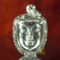 Thai Amulet Pendant Buddha Face Phra BuddhaPhak Real Silver Wat BangWeak