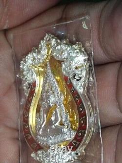 Thai Amulet Phra Buddha Chinnarat Chom Rachan Year 2012 Real Silver Red Enamel