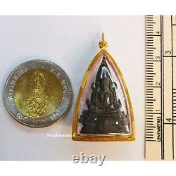 Thai Amulet Phra Buddha Chinnarat Pendant Inlaid 75% Real Gold Case Waterproof