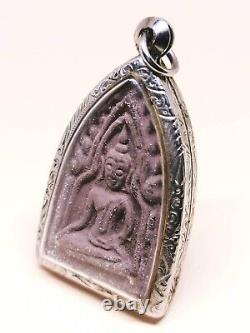 Thai Amulet Phra Khun Paen Relics Buddha Powder Purple Powerful Love Lucky Rich