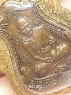Thai Amulet Phra Lp Ruay Wat Tako Gold Micron Case Thailand Buddha Luck Pendant