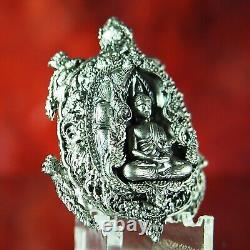 Thai Amulet PhyaTaoReuanSaveyChart Magic Turtle Buddha Real Silver 3.5cm BE2562