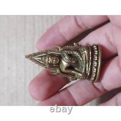 Thai Amulet Statue Phra Buddha Chinnarat Indochina? Brass Decorative Phim Luck