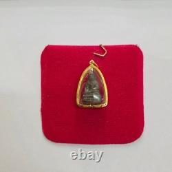 Thai Amulet Victory Buddha Phra Chaiwat Pendant Gold Case Success Luck Sacred