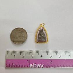 Thai Amulet Victory Buddha Phra Chaiwat Pendant Gold Case Success Luck Sacred