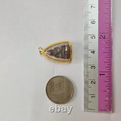 Thai Amulet Victory Buddha Phra Chaiwat Pendant Gold Case Success Luck Sacred