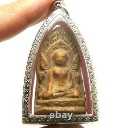 Thai Antique Amulet 1892 Buddha Shinaraj Dharma Love Success Wealth Rich Pendant