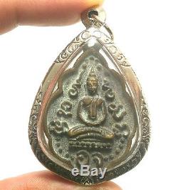 Thai Antique Buddha Amulet Pendant 1916 Lp Kaew Ooj Coin Strong Life Protection